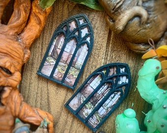 Wizard Magic World Christmas Ornament - Window Greenhouse, Aesthetic Herbology Classroom with mandrakes and magic school Castle
