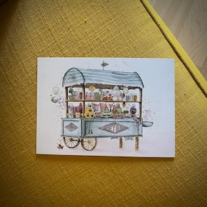 Wizard Magic World Print Carte postale A5 - Chariot de bonbons magiques - Chocogrenouilles