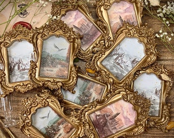 Wizard Magic World Ornament Frame - Magic School Castle, the Hut, Magic Village, Train, Schools coming, with hand gold insert