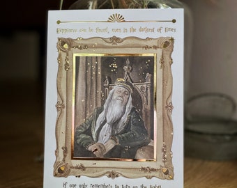 Wizard Magic World Print A5 Postcard - Peinture - Assistant cadre doré dormant avec de l'or