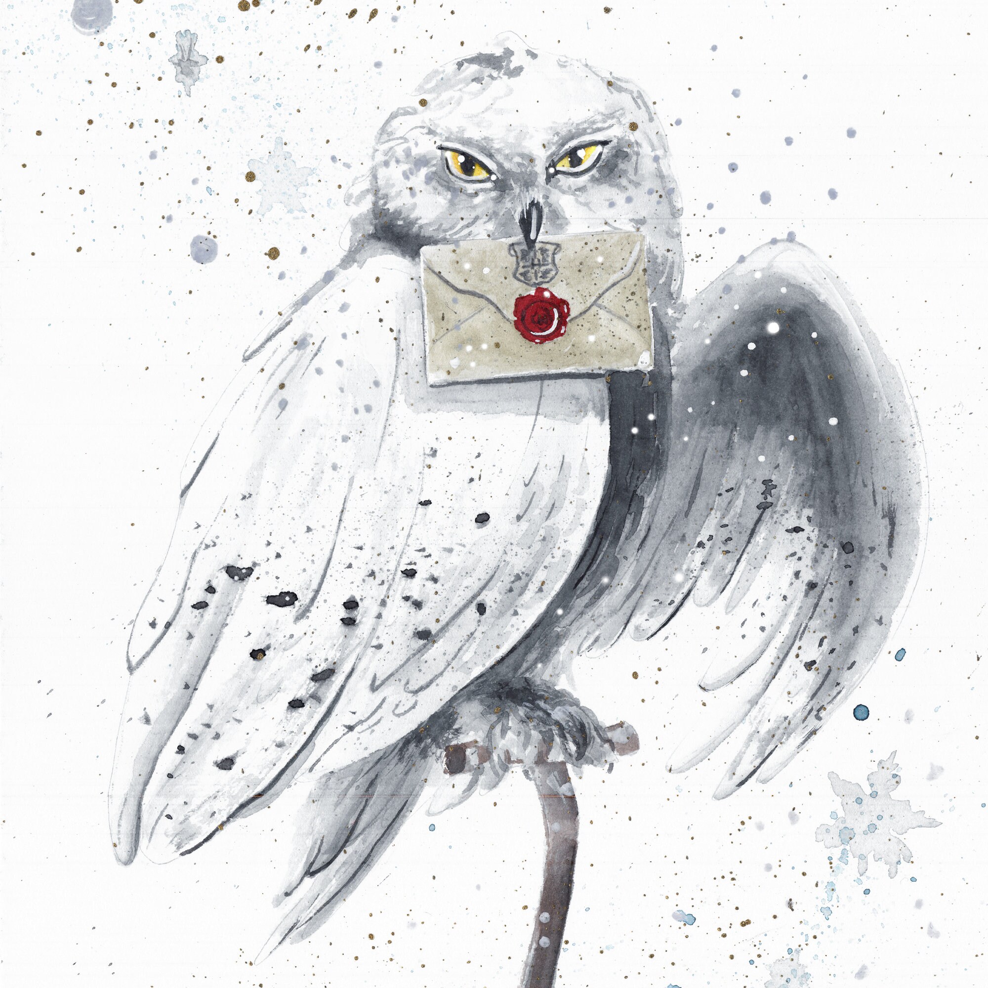Wizard Magic World Signed Print - White Owl in the Snow With Letter ...