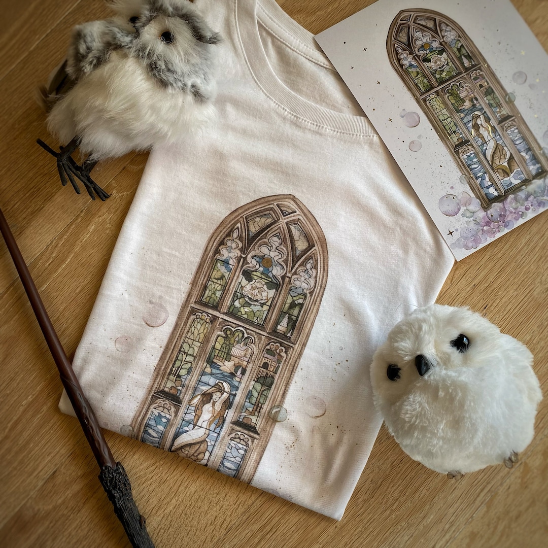 LIMITED EDITION Wizard Magic World Tshirt Girls Stained Glass Window Prefects' Bathroom