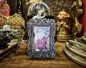 Wizard Magic World Ornament Frame - The wizards&#39; purple bus travels through the streets of London at night - GLOW in the DARK