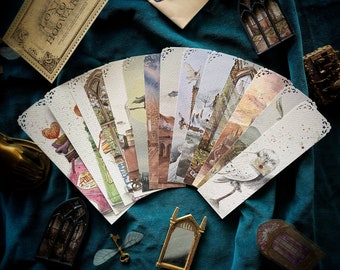 Wizard Magic World Print Paper Bookmark - Magic school, Owls, platform 9, Hut, Potions, Prefect's Bathroom