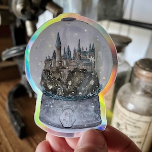 Wizard Magic World Sticker  - Magical Holographic Sticker School Castle in winter snowglobe