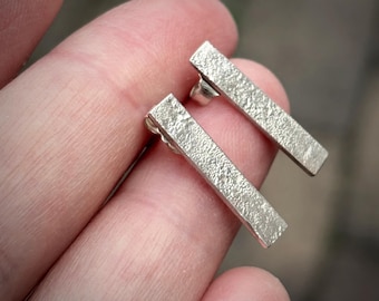 Handmade Recycled Sterling Silver Stud Earrings – Minimal Melted Silver Earrings, Gift for Her