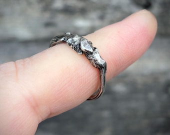 Sterling silver hammered rough ring, size 8,5 ring, handmade ring, molten silver ring