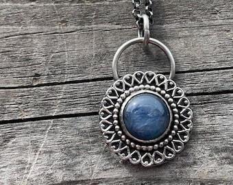 Handmade Kyanite Pendant Sterling Silver | Blue Gemstone Necklace Pendant