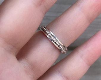 Sterling silver spinner ring, handmade rotating ring, 4mm friendship ring,bubble wire, beaded ring