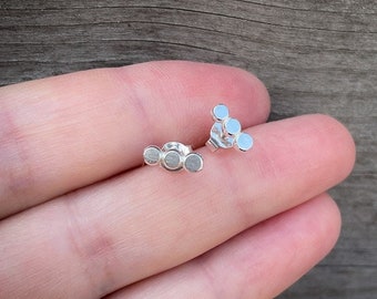 Handmade Sterling Silver Beaded Stud Earrings – Minimalist Tiny Studs, Gift for Her