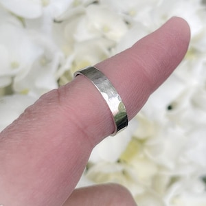 Sterling silver hammered band ring, 4mm x 1mm band ring, oxidized ring, friendship ring