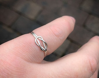 Sterling silver love knot ring, celtic knot ring, bridesmade ring, handmade ring, infinity ring