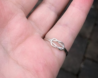 Handmade Sterling Silver Knot Ring – Minimalist Stacking Ring, Thumb Ring, Midi ring