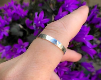 Handmade Hammered Sterling Silver Ring – Minimalist Stack Ring, Gift for Her and Him