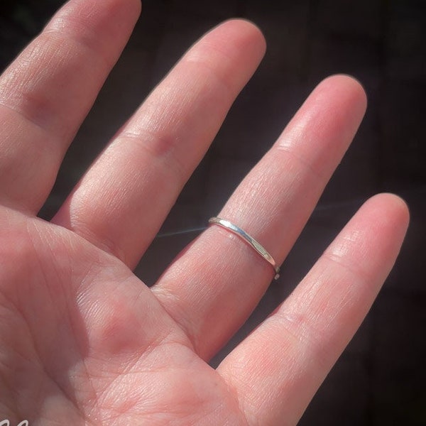 Above the Knuckle Ring, Sterling Silver hammered 1,5mm stacking ring, knuckle ring, Thin silver band, Midi ring