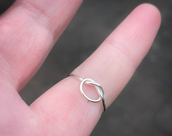 Sterling silver love knot ring, bridesmade ring, handmade ring, infinity ring