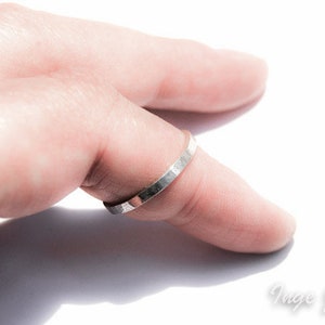 Sterling silver hammered band ring, 2mm x 1mm band ring, oxidized ring, friendship ring image 3