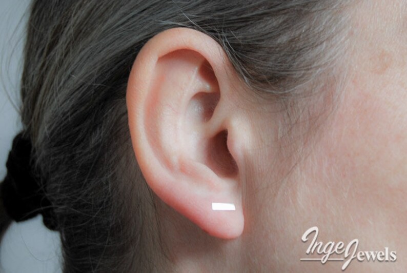 Stud earrings oxidized sterling silver bar earrings line Etsy