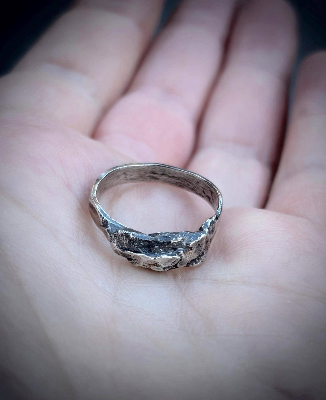 Sterling Silver Hammered Rough Ring, Size 7,5 Ring, Handmade Ring ...