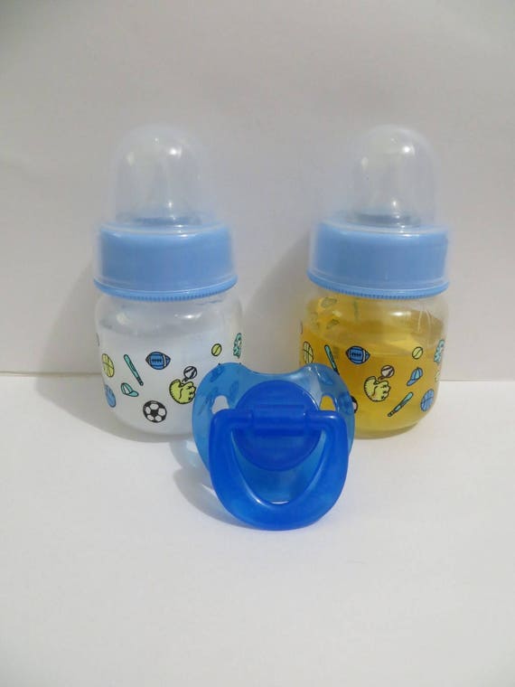 Two Sealed 2oz Reborn Baby Formula /& Apple Juice Bottles w//NO HOLE NIPPLES!