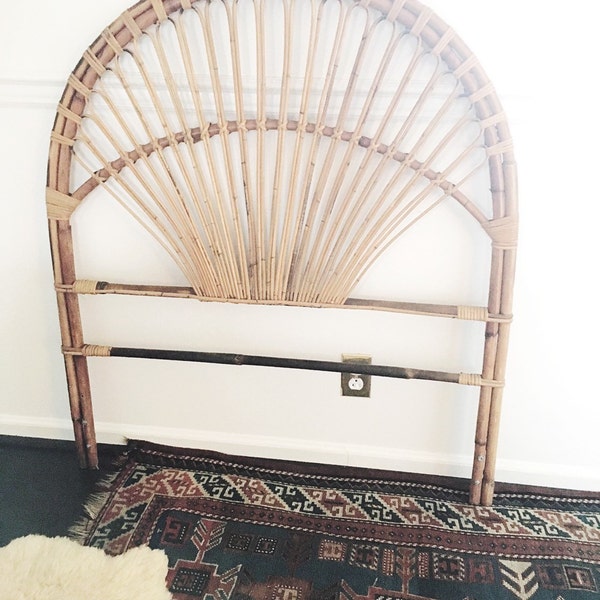Vintage Rattan Twin Headboard - franco albini style