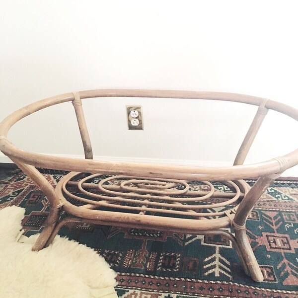 Vintage Rattan Albini Style Coffee Table