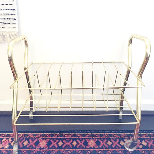 Vintage Brass Record Cart