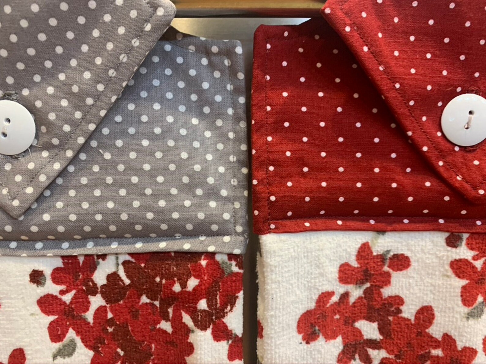 Red Kitchen Towel Gray Kitchen Towel Cherry blossom Red and Etsy