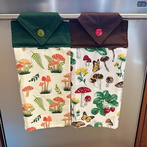 Mushroom, Mushroom towel, spring towel, summer towel, garden, Mushroom home decor, retro mushroom, mushroom tea towel