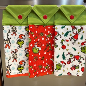 Grinch, Grinch towel, Grinch, Cindy Lou Who, Max the dog, The Grinch that stole Christmas, Unique Grinch gifts, Who-ville, Dr. Seuss.