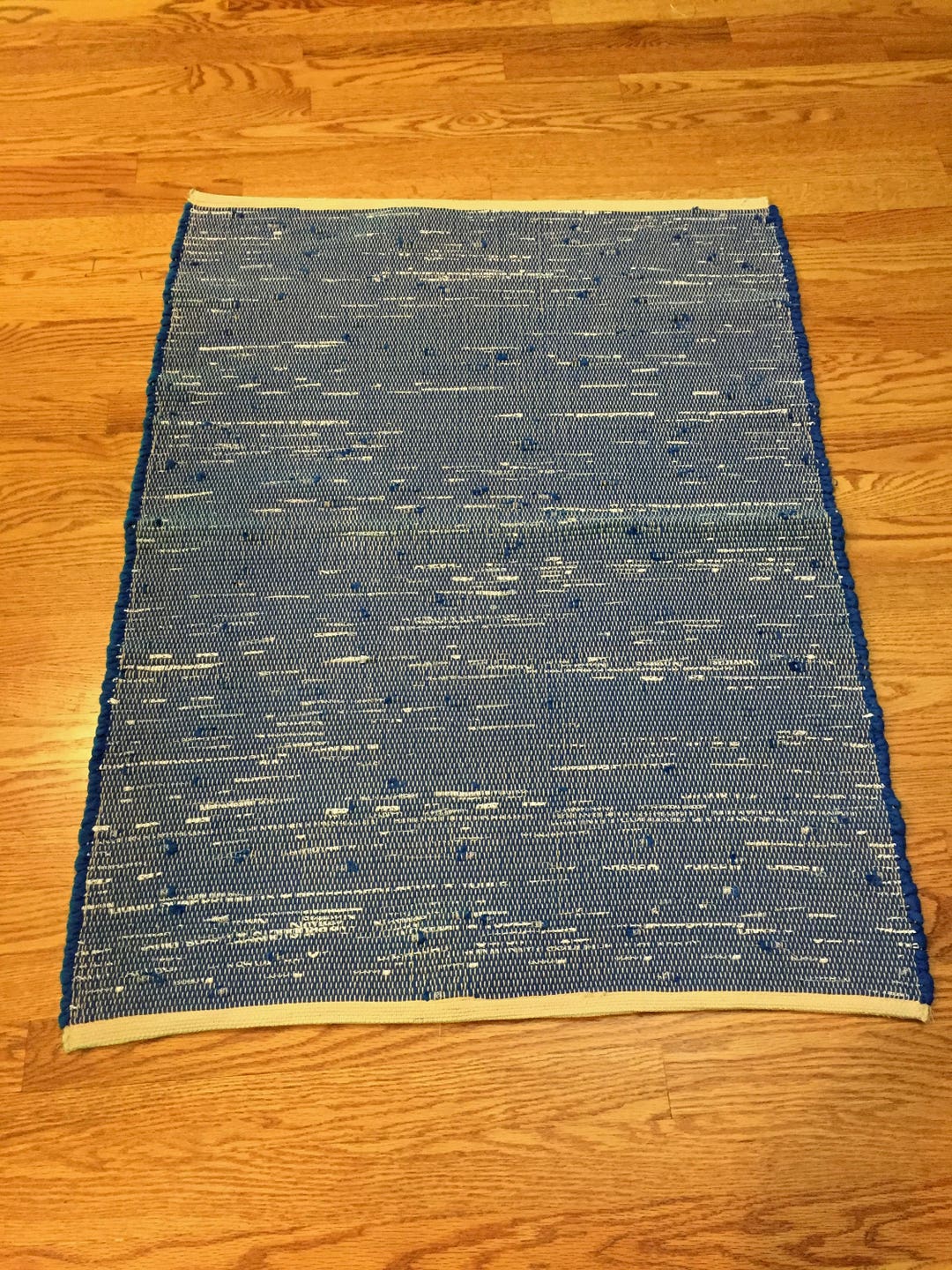 Royal Blue, Royal Blue Cotton Rug, Hand Woven, 38 1/2