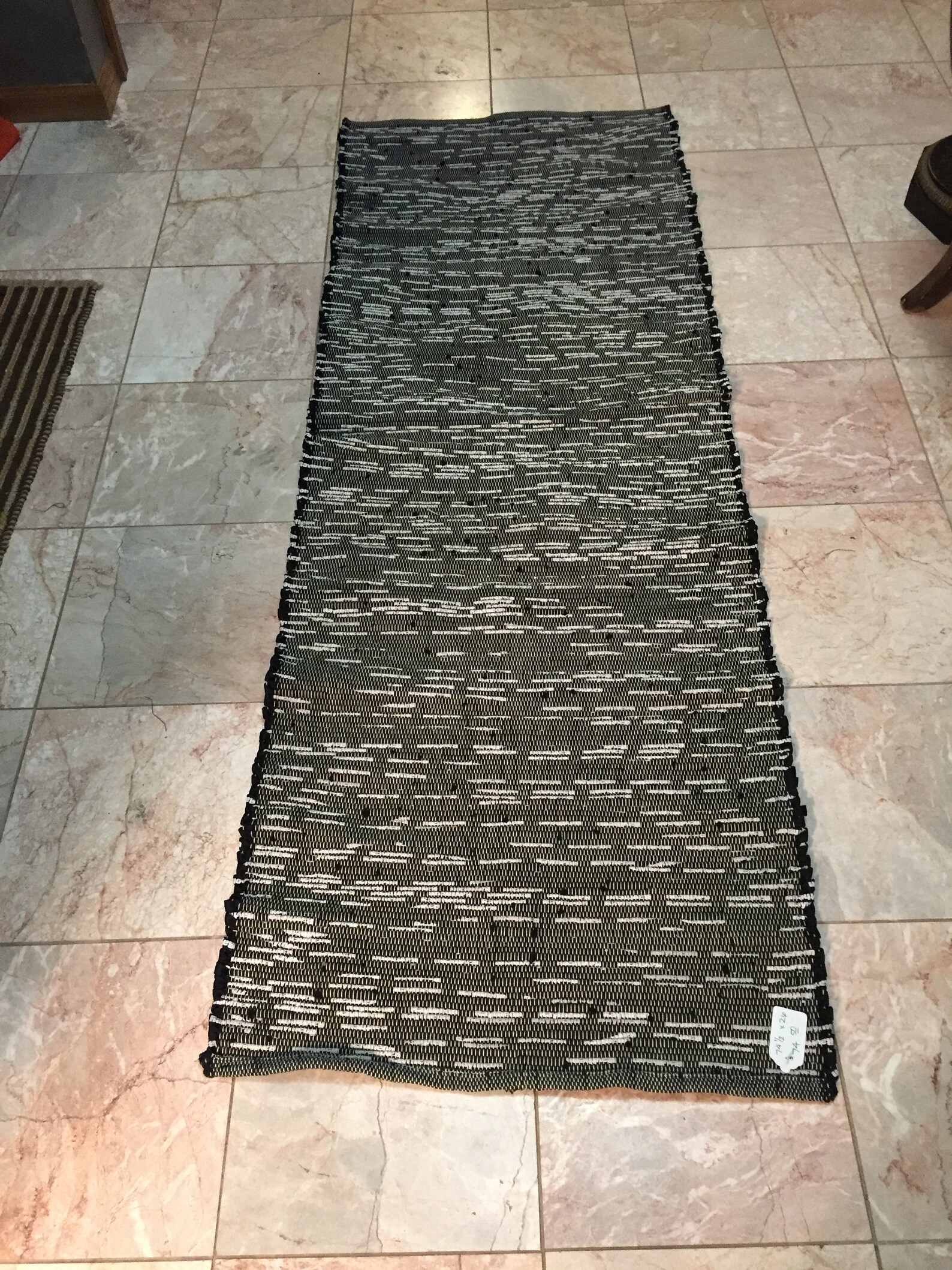 Black runner rug black and white runner 74 1/2 Etsy