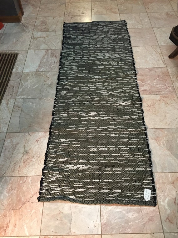 Black runner rug black and white runner 74 1/2 Etsy