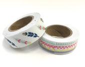 2 Rolls Feather Gold Aztec Print Paper Washi Tape Rolls Scrapbooking Planner Decoration Stickers