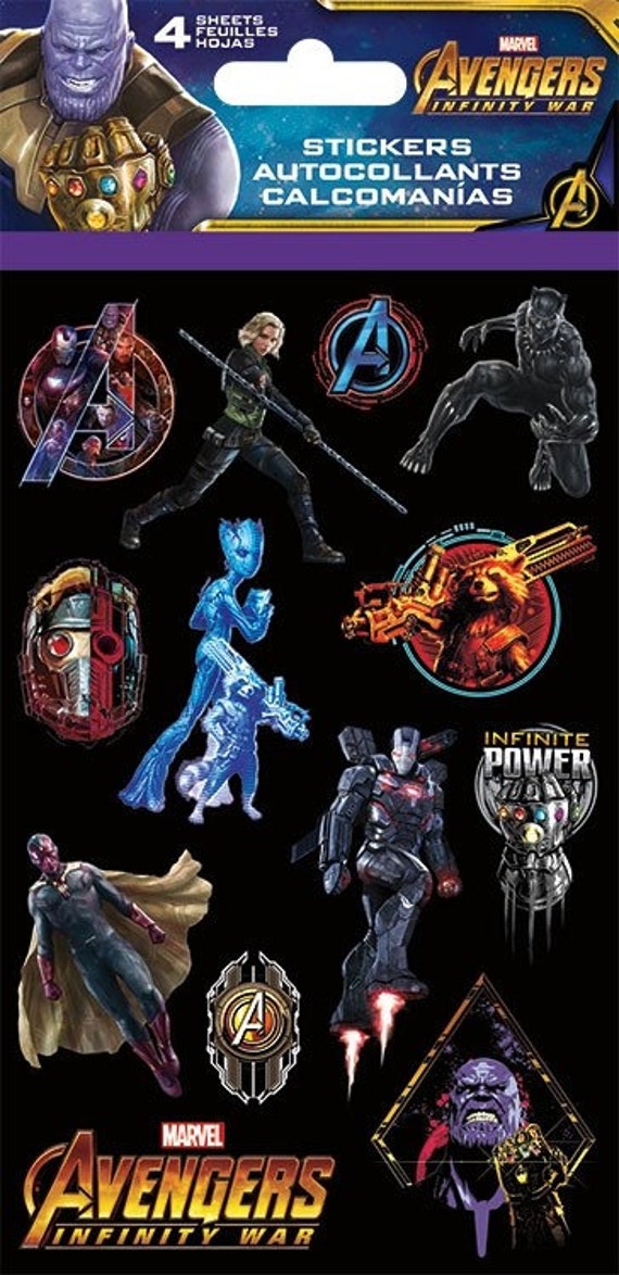 Marvel Avengers INFINITY WAR Stickers 4 sheets Party Favors Etsy