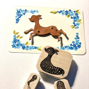 Stempel Reh, Rehkitz, Stempelset, Ausschneidepuppe, Schattentheater, Tortentopper, handgeschnitzt