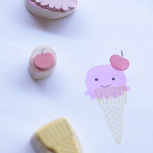 Ice cream cone , ice cream, carved rubber stamps image 3