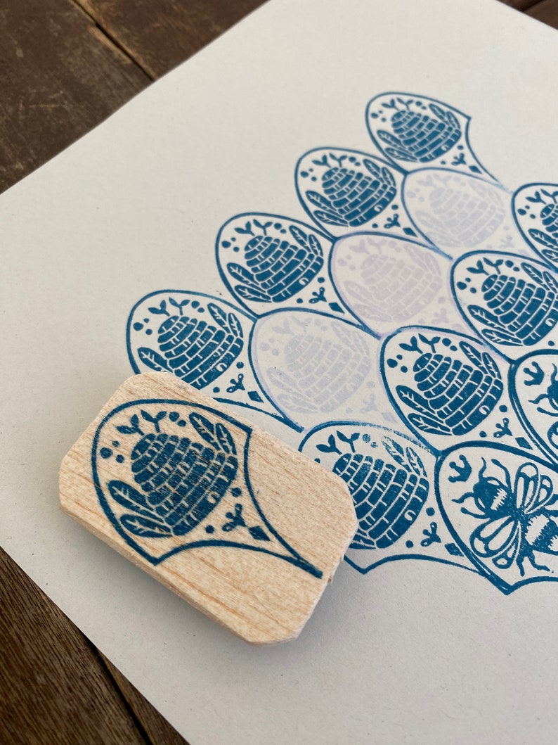 Beehive Stamp, Bullet Journal, Pattern Stamp Handcarved image 4