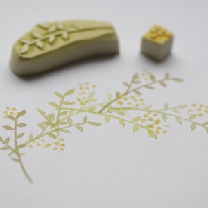 Broom, sloes hand carved stamp set image 1