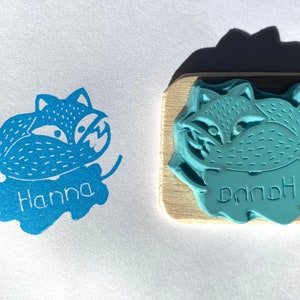 Namensstempel Fuchs handgeschnitzt personalisierbar