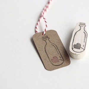 Bottle with heart stamp, hand carved image 2