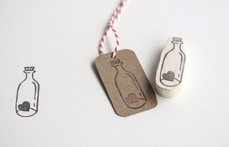 Bottle with heart stamp, hand carved image 2