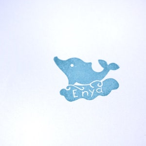 Name stamp dolphin hand carved personalized image 2