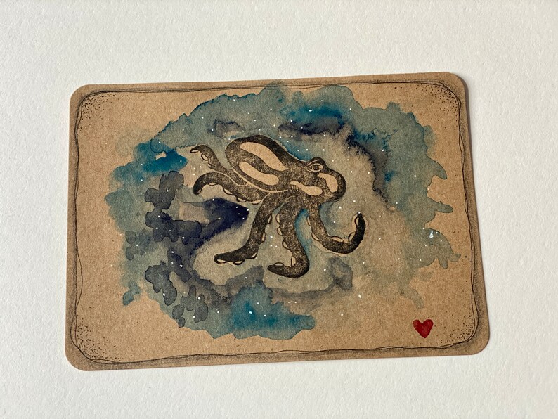 Octopus Stamp, Hand Carved, Steampunk, Bullet Journal image 4