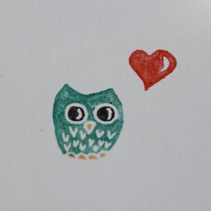 Owl heart, stamp, hand carved image 2