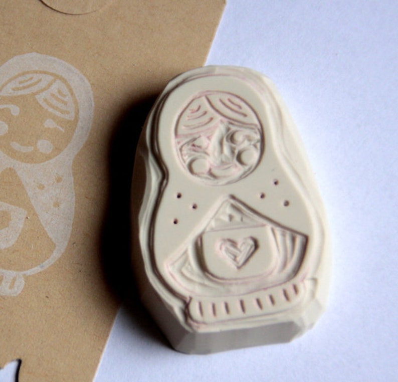 Matryoshka stamp, hand carved image 2