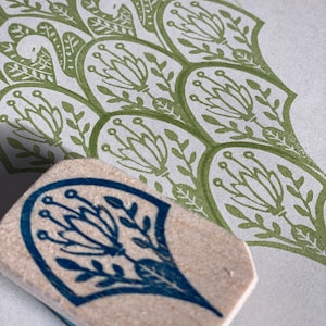 Blume, Zweige Stempel Musterstempel handgeschnitzt