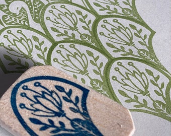 Flower, branches stamp pattern stamp hand carved