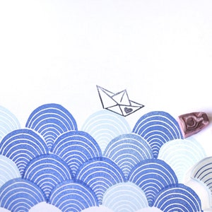 Paperboat Love, stamps, hand carved, paper image 1