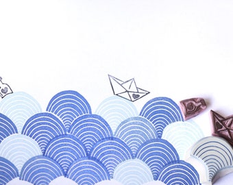 Paperboat Love, stamps, hand carved, paper